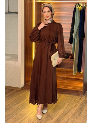 İlkimay.com Lorin Içi Astarlı Elbise 1688 - Kahve