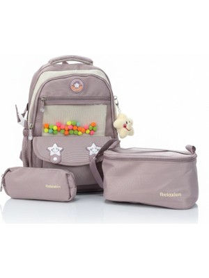 Relaxion Ion 3'lü Set Aksesuarlı Çocuk Ilkokul Çantası Kalemlikli Beslenme Çantalı Sırt Çantası 1940