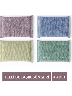 Telli Bulaşık Süngeri - 4 Adet