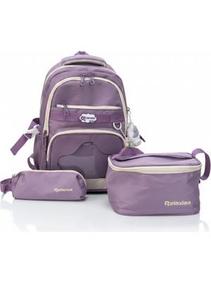 Relaxion 3'lü Set Aksesuarlı Çocuk Ilkokul Çantası Kalemlikli Beslenme Çantalı Sırt Çantası 1920