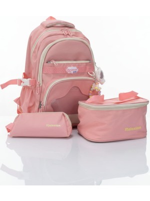 Relaxion 3'lü Set Aksesuarlı Çocuk Ilkokul Çantası Kalemlikli Beslenme Çantalı Sırt Çantası 1920