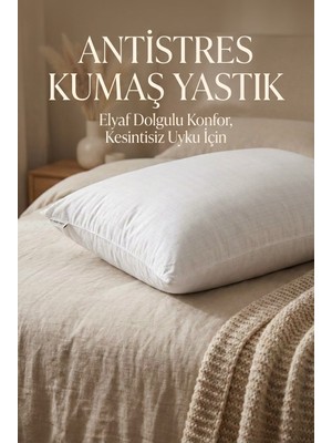 YUNUSOĞLU HOME Antistres Kumaş Elyaf Dolgulu Yastık Dikdörtgen Beyaz Rahat Uyku Yastığı 50 x 70 cm 800GR