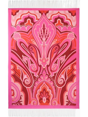 Etro Pembe Paisley Desenli Pamuklu, Italyan Tasarımı Şal Battaniye