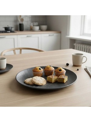 Külsan M11923.G - Tilda Mat 6'lı Gri Yuvarlak Servis Tabak Seti 23 Cm, Thermoset Melamin