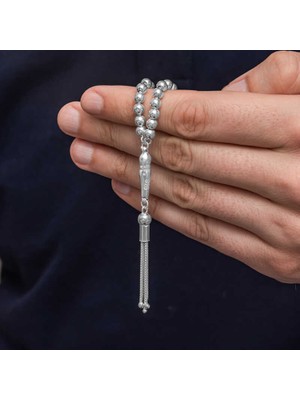 DMR Elegance Gümüş Yuvarlak Küçük Boy Erkek Tesbih