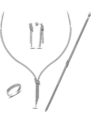 DMR Elegance Gümüş Kemerli Su Yolu Gelinlik Kadın Set