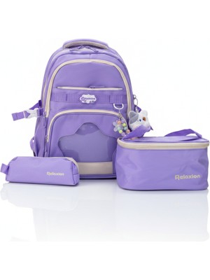Relaxion 3'lü Set Aksesuarlı Çocuk Ilkokul Çantası Kalemlikli Beslenme Çantalı Sırt Çantası 1920
