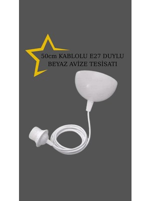 Decory Beyaz Avize Kablosu,Tekli Sarkıt avize duy kablo takımı E27 duylu