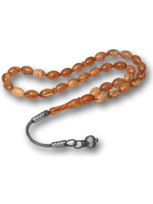 DMR Elegance Gümüş Kazaz Püsküllü Sıkma Kehribar Tesbih