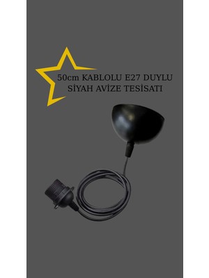 Decory Siyah Avize Kablosu,Tekli Sarkıt avize duy kablo takımı E27 duylu