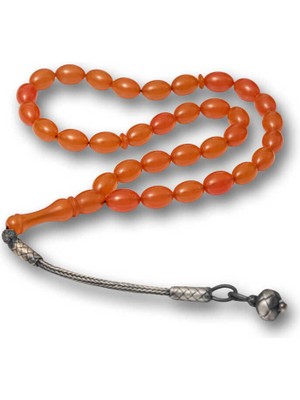 DMR Elegance Gümüş Kazaz Püsküllü Sıkma Kehribar Tesbih