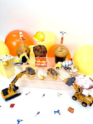 Fluparty Construction - İnşaat Temalı Kapkek Süsleri (12 Adet)
