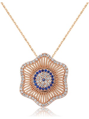 DMR Elegance Gümüş Nazarlı Çiçek Bayan Kolye