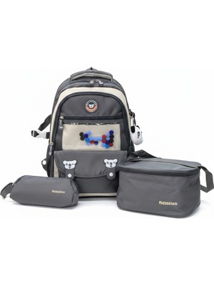 Relaxion 3'lü Set Aksesuarlı Çocuk Ilkokul Çantası Kalemlikli Beslenme Çantalı Sırt Çantası 1940