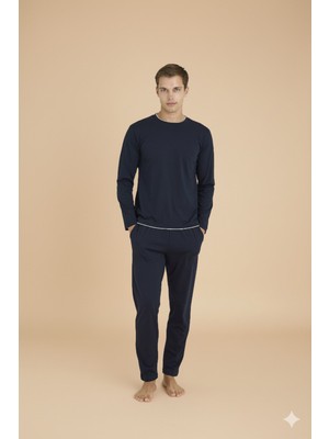 Kly Erkek Midi Yaka Pijama Takımı Konforlu Uyku Modern Tasarım