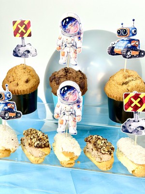 Fluparty Space Mission - Uzay Temalı Kapkek Süsleri (12 Adet)
