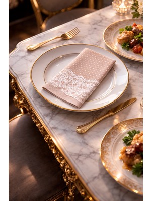 CKM Silikon Dantel Desenli Sofra Peçetesi Sunum Kagıt Peçete 20 Adet