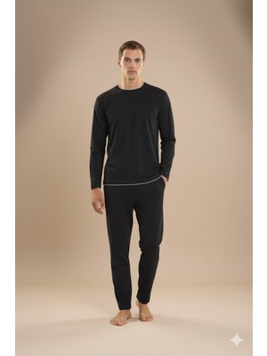 Kly Erkek Midi Yaka Pijama Takımı Konforlu Uyku Modern Tasarım