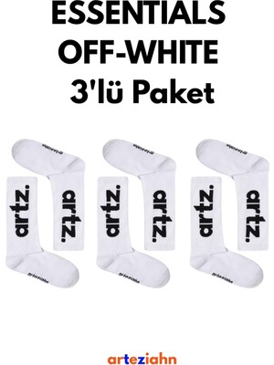 Arteziahn Essentials Offwhite - Beyaz 3'lü Unisex Spor & Lifestyle Havlu Taban Çorap Paketi