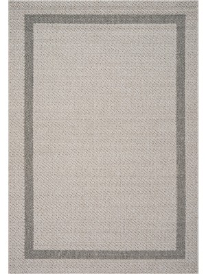 Koza Halı Retro Plain Krem Gri Bordürlü Halı A3234A