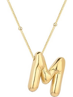 DMR Elegance Gümüş Gold Balon M Harfi Kadın Kolye