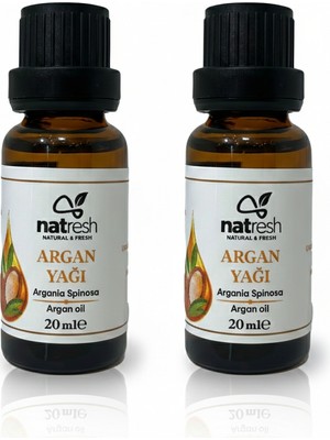 Natresh Argan Yağı 20 ml x 2 Adet – Saf Argania Spinosa Yağı – Saç ve Cilt Bakımı