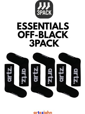 Arteziahn Essentials Off-Black - Siyah 3'lü Unisex Spor & Lifestyle Havlu Taban Çorap Paketi