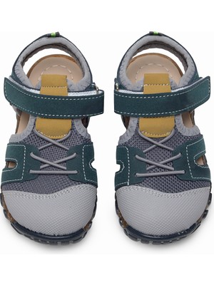 Tonny Black Çocuk Unisex Lacivert Sarı Çoçuk Cırt ve Bağcıklı Rahat Kalıp Sandalet