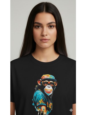 Elif Tarakçı Butik Maymun Figürlü Pamuklu Tişört