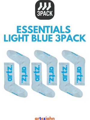 Arteziahn Essentials Light Blue - Mavi 3PACK Unisex Spor & Lifestyle Havlu Taban Organik Pamuklu 3'lü Çorap Seti