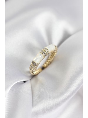 Ayder Timya Zirkon Taşlı Kemik Model Gold Renk Kadın Yüzük - TJ-BYK3932 TG/Tmy230173