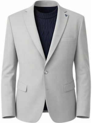 Plus Scorpion Plus Scorpıon Erkek Açık Füme Slim Fit Blazer Ceket – Tek Düğme, Modern Kesim