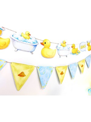Fluparty Rubber Ducky - Sevimli Ördek Temalı Üçgen Flama Banner