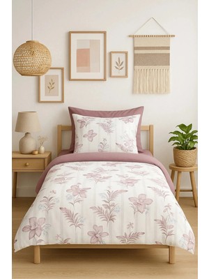 Lastikli Çarşaflı Tek Kişilik Nevresim Takımı Gül Perisi