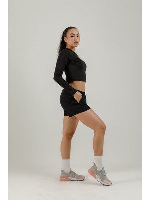 Airlife Sportswear Uzun Kollu Kadın Sporcu Tişörtü Siyah