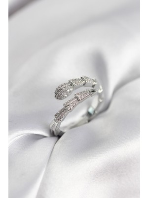 Ayder Timya Gümüş Renk Zirkon Taşlı Yılan Model Kadın Yüzük - TJ-BYK3950 TG/Tmy230191