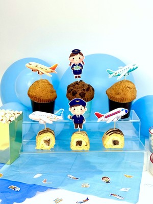 Fluparty Airplane - Uçak Temalı Kapkek Süsleri (12 Adet)