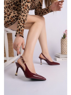 Muggo Chic Sivri Burun Arkası Açık Kadın Topuklu Ayakkabı