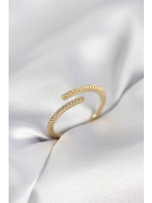 Ayder Timya Gold Renk Zirkon Taşlı Yılan Tarz Kadın Yüzük - TJ-BYK4050 TG/Tmy230291