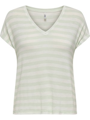 Only Onlliran Regular Fit Çizgili V Yaka T Shirt Bayan T Shirt 15369780