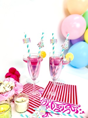 Fluparty Roller Girl - Paten Temalı Figürlü Pipetler (12 Adet)