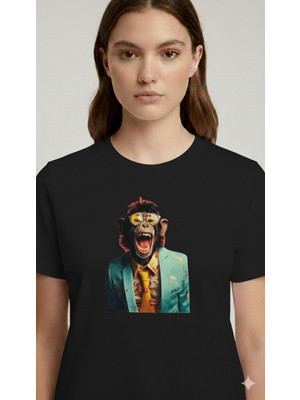 Elif Tarakçı Butik Maymun Figürlü Pamuklu Tişört