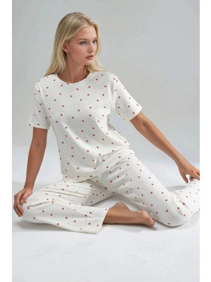 Hiccup Kadın %100 Pamuk Kısa Kollu Pijama Takımı Ellie Collection Pembe