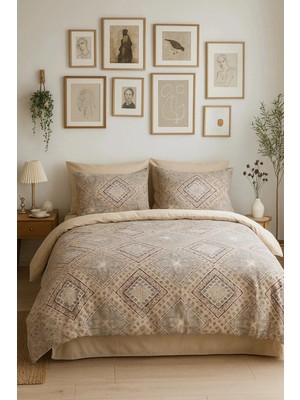 Lastikli Çarşaflı Çift Kişilik Nevresim Takımı Sandora