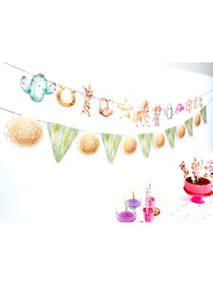 Fluparty Cowgirl - Kovboy Kız Temalı Üçgen Flama Banner
