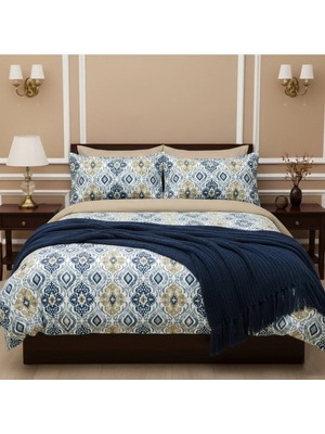 Lastikli Çarşaflı Çift Kişilik Nevresim Takımı Marrakech Krem