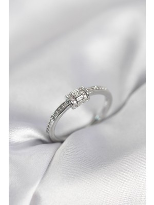 Ayder Timya Zirkon Taşlı Gümüş Renk Pirinç Kadın Yüzük - TJ-BYK4013 TG/Tmy230254