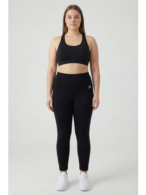 TOMMY LIFE Siyah Yüksek Bel Toparlayıcı Battal Büyük Beden Kadın Tayt- 94650