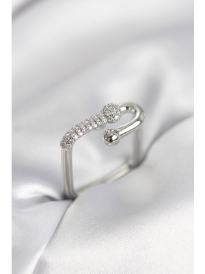 Ayder Timya Gümüş Renk Zirkon Taşlı Tifani Model Kare Kadın Yüzük - TJ-BYK4002 TG/Tmy230243