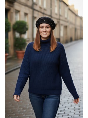 Mollycrush Kadın Ressam Pırlanta Taşlı Bere Şık Fransız Model